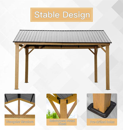 [12X14FT] Alora Hardtop All-Weather Outdoor Gazebo With Galvanized Steel Roof (SAK83261)