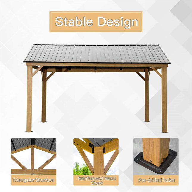 [12X14FT] Alora Hardtop All-Weather Outdoor Gazebo With Galvanized Steel Roof (SAK83261) - Canopies & Gazebos | Patioza