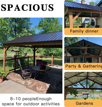 [12X14FT] Alora Hardtop All-Weather Outdoor Gazebo With Galvanized Steel Roof (SAK83261)