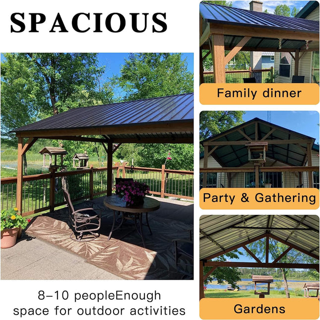 [12X14FT] Alora Hardtop All-Weather Outdoor Gazebo With Galvanized Steel Roof (SAK83261) - Canopies & Gazebos | Patioza
