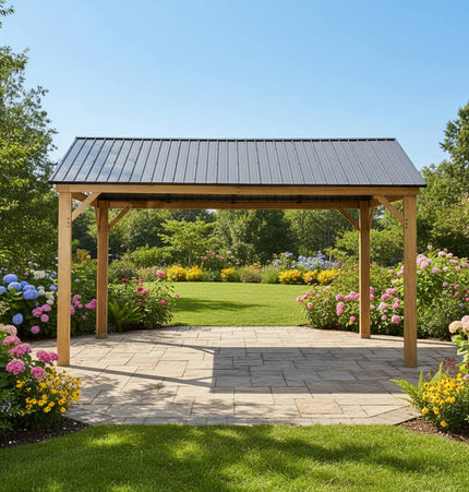 [12X14FT] Alora Hardtop All-Weather Outdoor Gazebo With Galvanized Steel Roof (SAK83261)