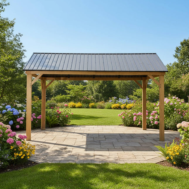 [12X14FT] Alora Hardtop All-Weather Outdoor Gazebo With Galvanized Steel Roof (SAK83261) - Canopies & Gazebos | Patioza