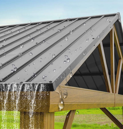 [12X14FT] Alora Hardtop All-Weather Outdoor Gazebo With Galvanized Steel Roof (SAK83261)