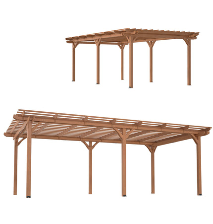 [12X16FT] Alora Extra-Large Outdoor Wooden Waterproof Grape Gazebo (SAK76476) - Canopies & Gazebos | Patioza