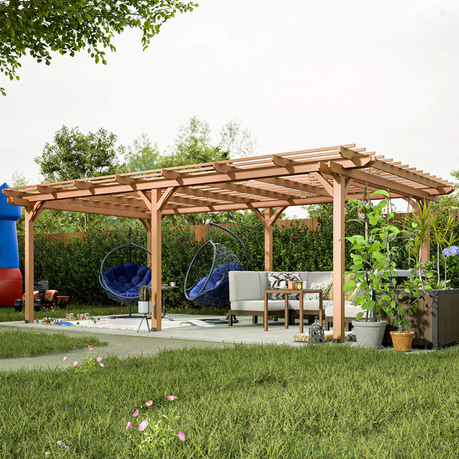 [12X16FT] Alora Extra-Large Outdoor Wooden Waterproof Grape Gazebo (SAK76476) - Canopies & Gazebos | Patioza