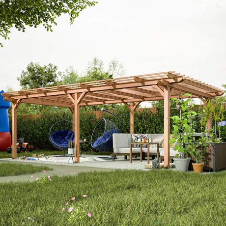[12X16FT] Alora Extra-Large Outdoor Wooden Waterproof Grape Gazebo (SAK76476) - Canopies & Gazebos | Patioza