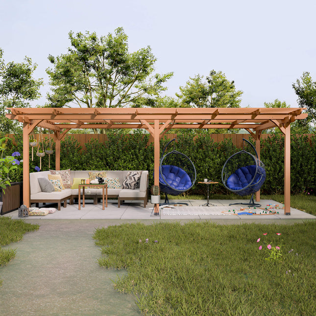 [12X16FT] Alora Extra-Large Outdoor Wooden Waterproof Grape Gazebo (SAK76476) - Canopies & Gazebos | Patioza
