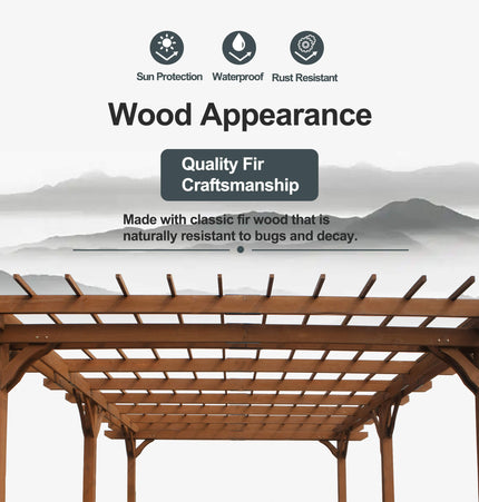 [12X16FT] Alora Extra-Large Outdoor Wooden Waterproof Grape Gazebo (SAK76476) - Canopies & Gazebos | Patioza