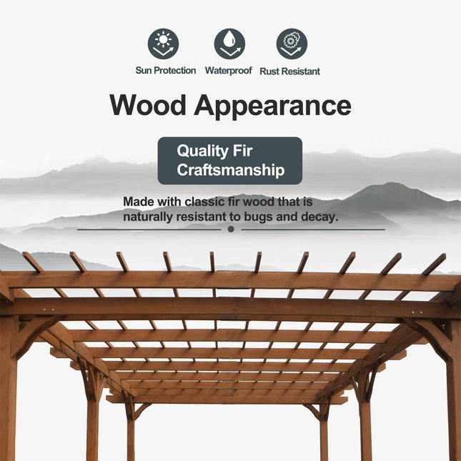 [12X16FT] Alora Extra-Large Outdoor Wooden Waterproof Grape Gazebo (SAK76476) - Canopies & Gazebos | Patioza
