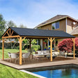 [12X20FT] Premium Outdoor Double - Layer Galvanized Steel Hardtop Gazebo Pergola For Patio (SAK46095) - Pergolas | Patioza