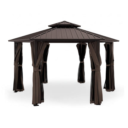 [13X15FT] Alora Hardtop Hexagonal Gazebo With Curtains And Netting [No Furniture] (SAK60713) - Canopies & Gazebos | Patioza