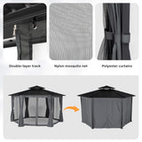 [13X15FT] Alora Hardtop Hexagonal Gazebo With Curtains And Netting [No Furniture] (SAK60713) - Canopies & Gazebos | Patioza