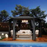 [13X15FT] Alora Hardtop Hexagonal Gazebo With Curtains And Netting [No Furniture] (SAK60713) - Canopies & Gazebos | Patioza
