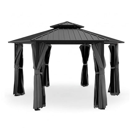 [13X15FT] Alora Hardtop Hexagonal Gazebo With Curtains And Netting [No Furniture] (SAK60713) - Canopies & Gazebos | Patioza