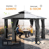 [13X15FT] Alora Hardtop Hexagonal Gazebo With Curtains And Netting [No Furniture] (SAK60713) - Canopies & Gazebos | Patioza