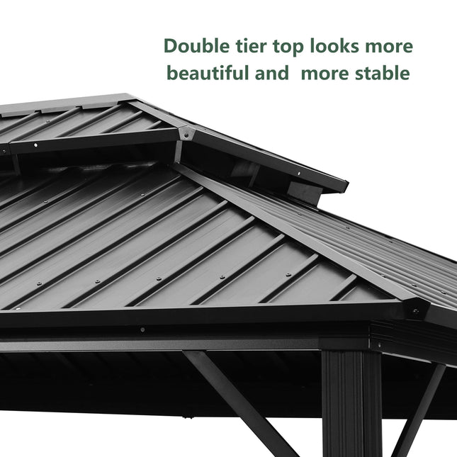 Ainfox 12*16Ft Patio Gabezo Outdoor Canopy with Mosquito with 2200lbs weight capacity of snow - Gazebos | Patioza