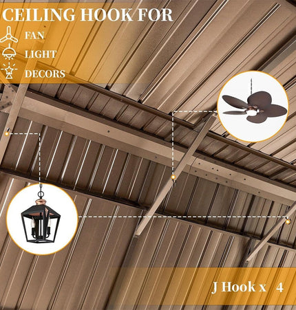 [14X24FT] Alora Heavy - Duty Aluminum Galvanized Steel Double Roof Hardtop Gazebo With Netting And Curtains (SAK41853) - Gazebos | Patioza