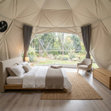 16-foot Phoenix dome styled as a cozy premium bedroom