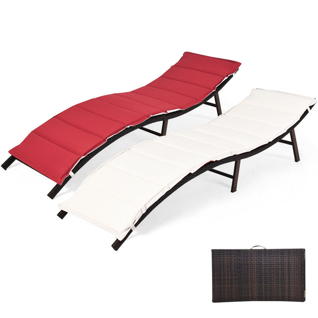 2Pcs Folding Patio Lounger Chair - Patio Furniture | Patioza