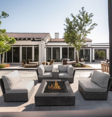 Patio Conversation Set & Cushions, Seats 4 - Gray Mix - 4 Piece Outdoor Sets | Patioza