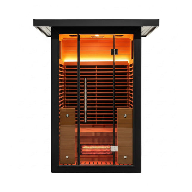 Thermora Lugano 2-Person Outdoor Full-Spectrum Infrared Sauna With Aluminum Alloy Exterior & WiFi (SAK14973) - Saunas | Patioza