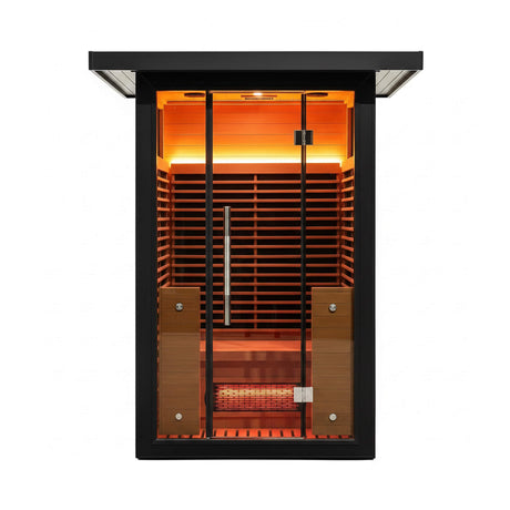 Thermora Lugano 2-Person Outdoor Full-Spectrum Infrared Sauna With Aluminum Alloy Exterior & WiFi (SAK14973) - Saunas | Patioza