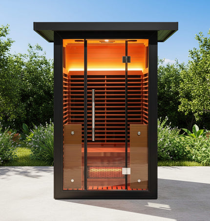 Thermora Lugano 2-Person Outdoor Full-Spectrum Infrared Sauna With Aluminum Alloy Exterior & WiFi (SAK14973) - Saunas | Patioza