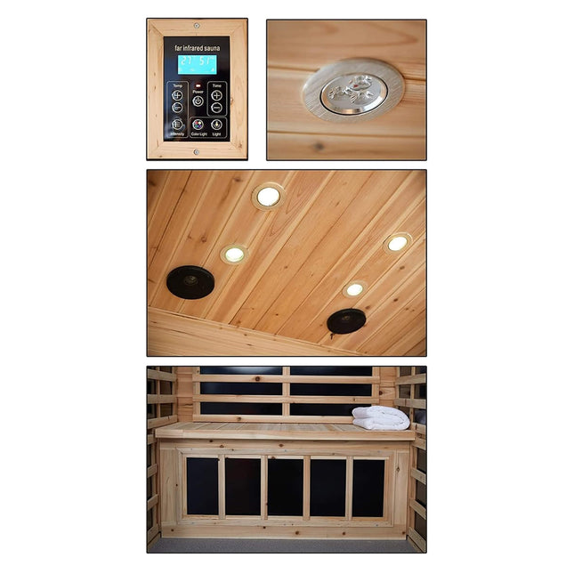 Thermora Vexa Luxury 2-Person Outdoor Low EMF Hemlock Infrared Sauna with Bluetooth and Chromotherapy Light - Infrared Saunas | Patioza