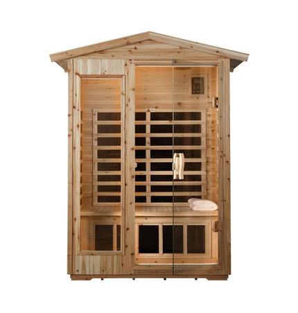 Thermora Vexa Luxury 2-Person Outdoor Low EMF Hemlock Infrared Sauna with Bluetooth and Chromotherapy Light - Infrared Saunas | Patioza