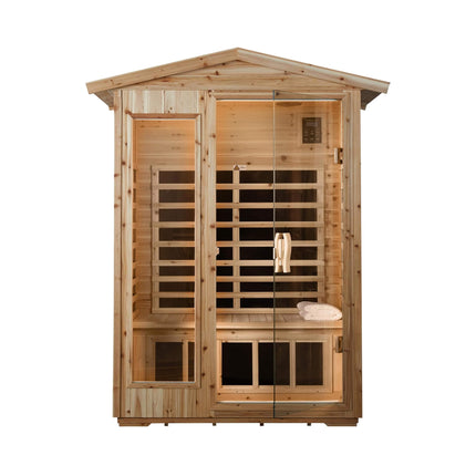 Thermora Vexa Luxury 2-Person Outdoor Low EMF Hemlock Infrared Sauna with Bluetooth and Chromotherapy Light - Infrared Saunas | Patioza