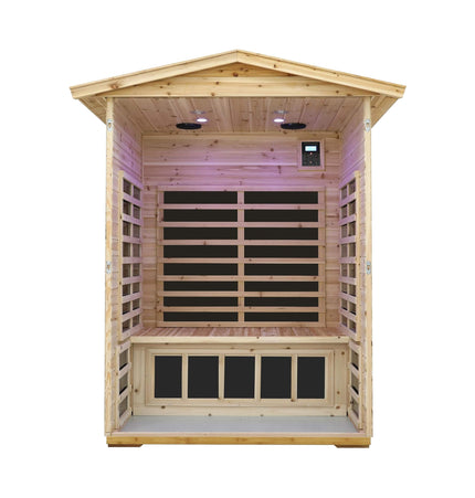 Thermora Vexa Luxury 2-Person Outdoor Low EMF Hemlock Infrared Sauna with Bluetooth and Chromotherapy Light - Infrared Saunas | Patioza