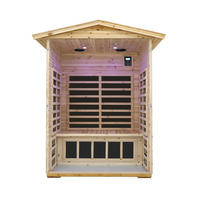 Thermora Vexa Luxury 2-Person Outdoor Low EMF Hemlock Infrared Sauna with Bluetooth and Chromotherapy Light - Infrared Saunas | Patioza