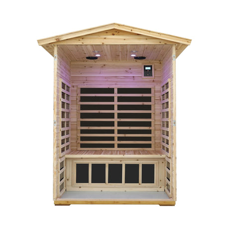 Thermora Vexa Luxury 2-Person Outdoor Low EMF Hemlock Infrared Sauna with Bluetooth and Chromotherapy Light - Infrared Saunas | Patioza