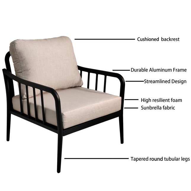 3PC Outdoor Aluminum Patio Furniture Chaise Lounge Set, 2 Chaise & 1 End Table with Modern Tapered Feet,Pneumatic Adjustable Bac - Patio Furniture | Patioza