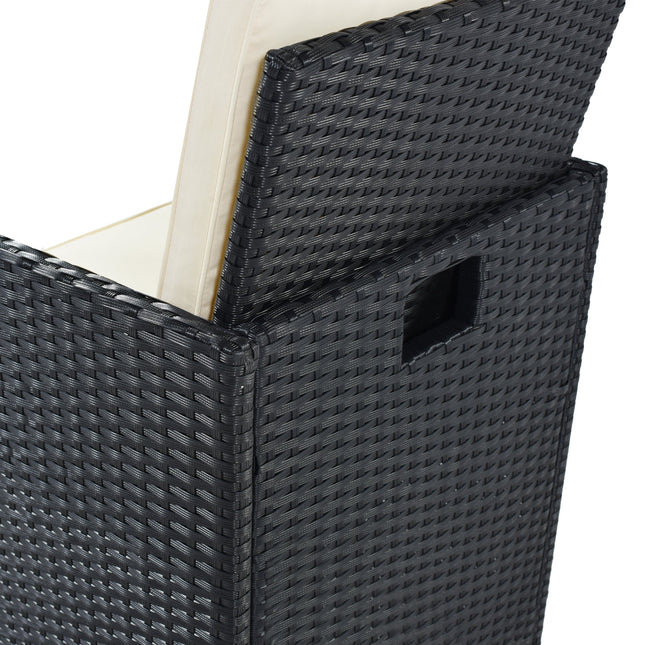 TOPMAX Patio All - Weather PE Wicker Dining Table Set with Wood Tabletop for 8, Black Rattan+Beige Cushion (9 - Piece) - Patio Furniture | Patioza