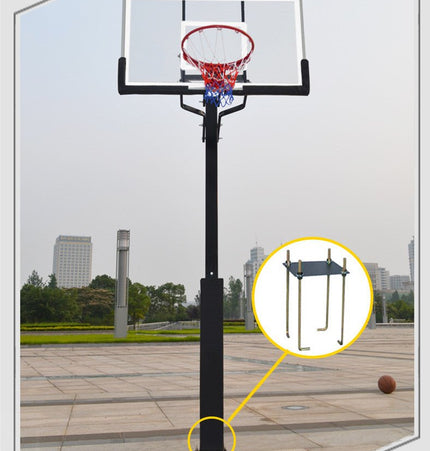 Outdoor Buried Hand-operated Height Adjustable Basketball Stand for Backyard Play - 0 | Patioza