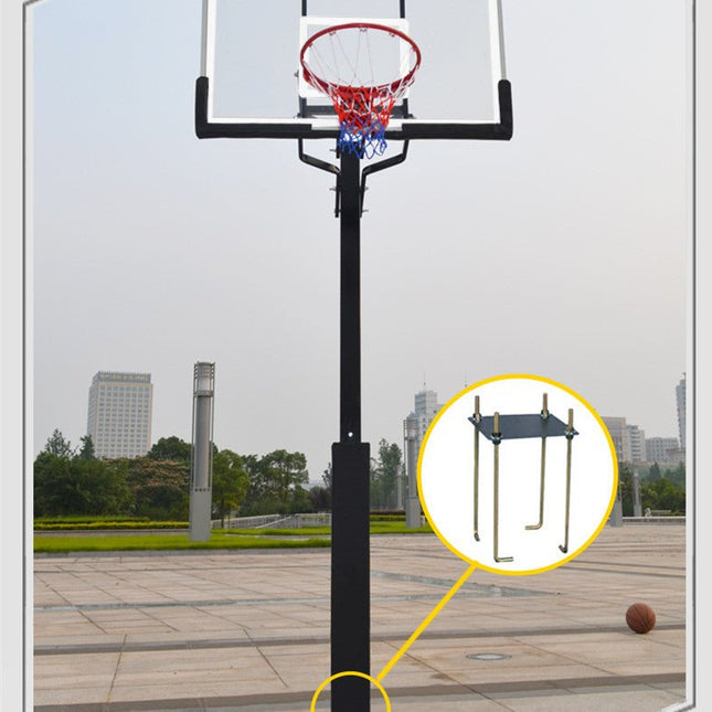 Outdoor Buried Hand-operated Height Adjustable Basketball Stand for Backyard Play - 0 | Patioza