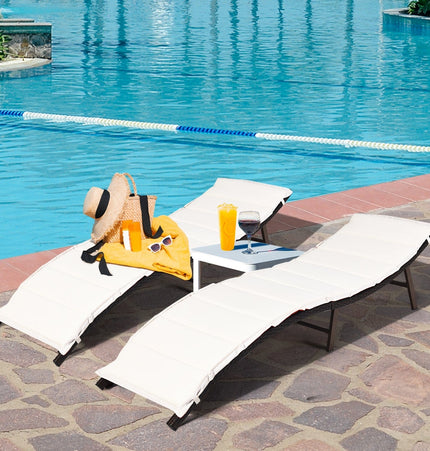 2Pcs Folding Patio Lounger Chair - Patio Furniture | Patioza