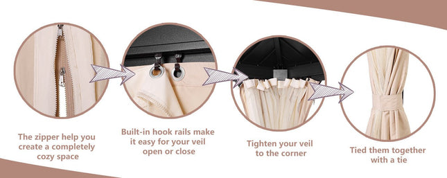 Ainfox 12*16Ft Patio Gabezo Outdoor Canopy with Mosquito with 2200lbs weight capacity of snow - Gazebos | Patioza