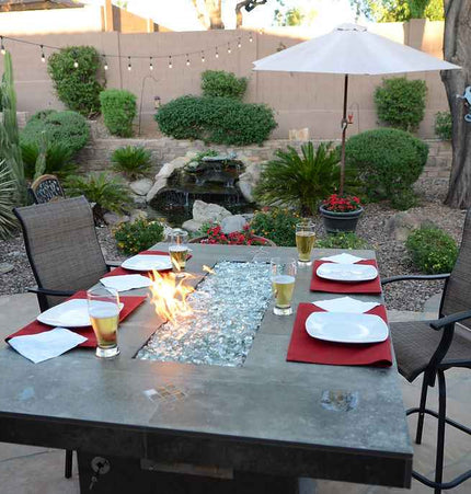 Entertainer Outdoor Fire Pit Table – 6 Ft with Fire Glass (LP/NG Compatible) - Fire Pits | Patioza