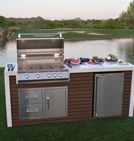 KoKoMo Outdoor Kitchen Island with Waterfall Edge – 32” Built - In Grill - Outdoor Kitchen | Patioza