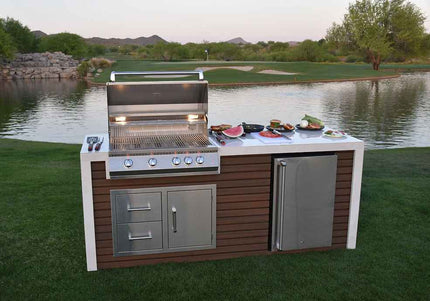 KoKoMo Outdoor Kitchen Island with Waterfall Edge – 32” Built - In Grill - Outdoor Kitchen | Patioza