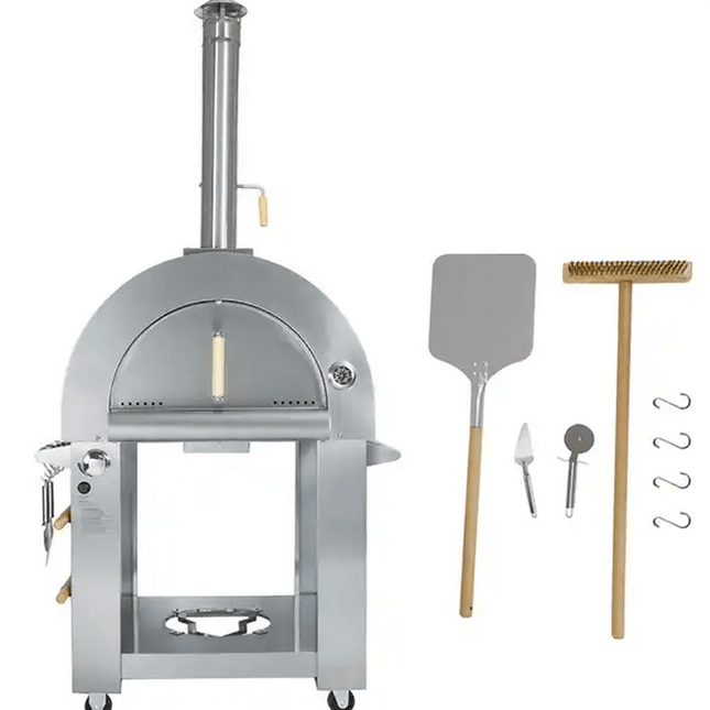 KoKoMo 32” Dual Fuel Pizza Oven - Gas or Wood - Fired Stainless Steel Outdoor Oven - Outdoor Kitchen | Patioza