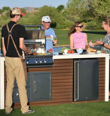 KoKoMo Outdoor Kitchen Island with Waterfall Edge – 32” Built - In Grill - Outdoor Kitchen | Patioza