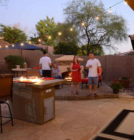 Entertainer Outdoor Fire Pit Table – 6 Ft with Fire Glass (LP/NG Compatible) - Fire Pits | Patioza