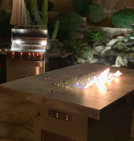 Entertainer Outdoor Fire Pit Table – 6 Ft with Fire Glass (LP/NG Compatible) - Fire Pits | Patioza