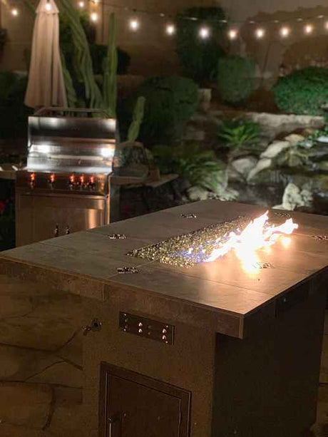 Entertainer Outdoor Fire Pit Table – 6 Ft with Fire Glass (LP/NG Compatible) - Fire Pits | Patioza