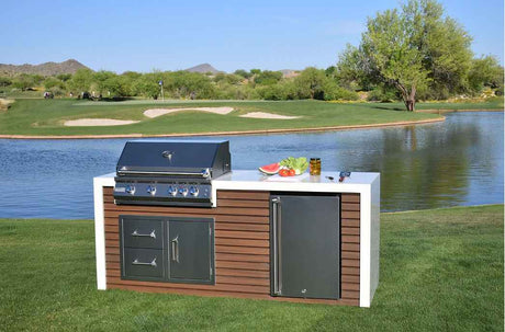 KoKoMo Outdoor Kitchen Island with Waterfall Edge – 32” Built - In Grill - Outdoor Kitchen | Patioza