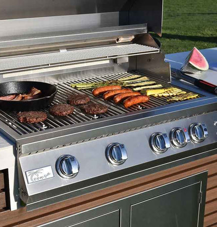 KoKoMo Outdoor Kitchen Island with Waterfall Edge – 32” Built - In Grill - Outdoor Kitchen | Patioza