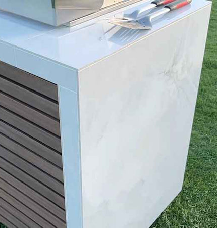 KoKoMo Outdoor Kitchen Island with Waterfall Edge – 32” Built - In Grill - Outdoor Kitchen | Patioza